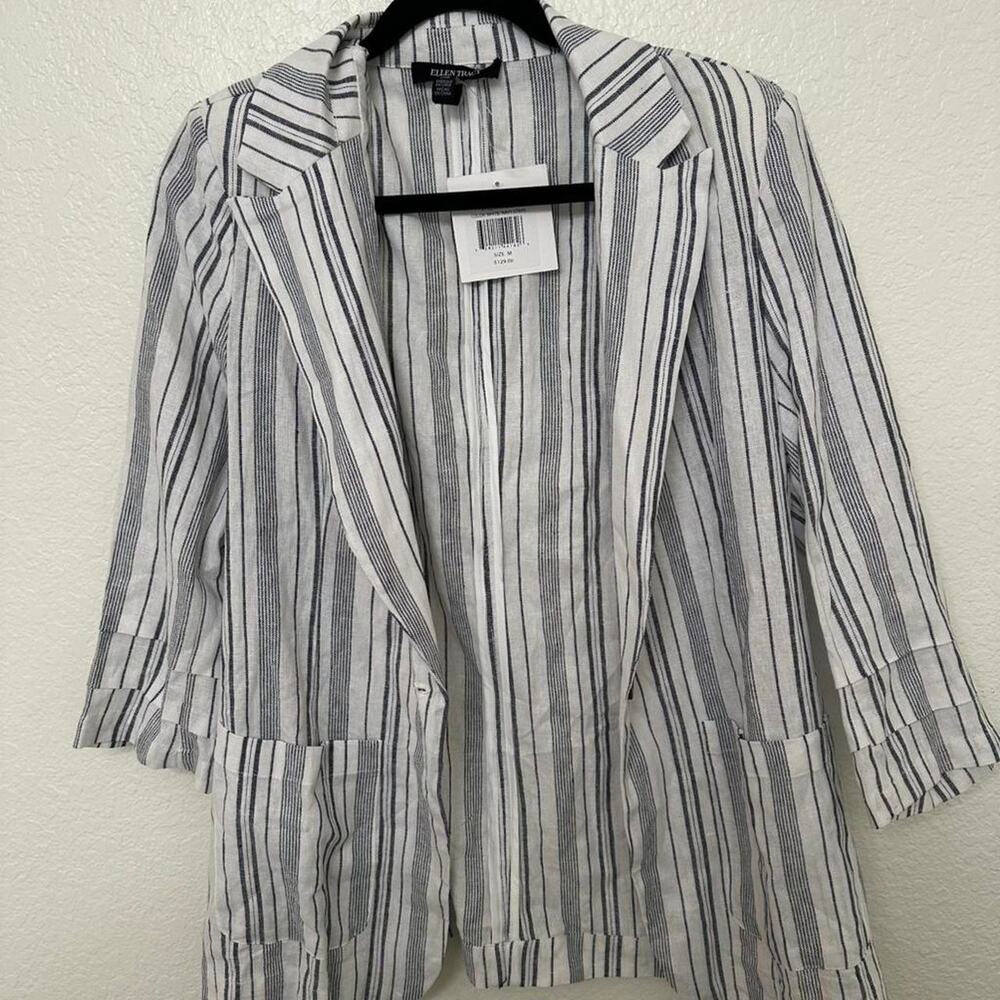 NWT Linen Ellen Tracy striped blazer sz M